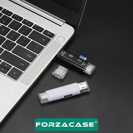 Forzacase USB 3.0 Type C Micro USB Kart Okuyucu 3in1 USB OTG SD - FC801