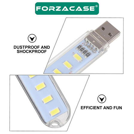 Forzacase Taşınabi̇li̇r 8 Ledli̇ Flash USB LED Işık Kitap Okuma Gece Lambası - FC805