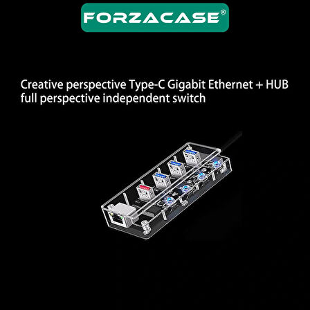 Forzacase Type-C to 4 Port USB Çoğaltıcı + 1 Port Ethernet Switch Hub Adaptör - FC829