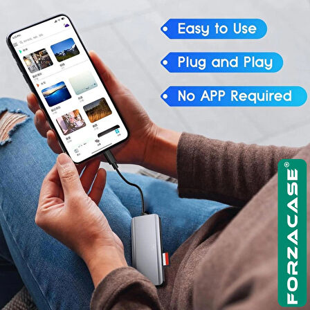 Forzacase 5in1 USB 3.1 Type-C OTG SD - TF - CF Kart Okuyucu Mac iPhone 15 16 ile Uyumlu - FC834