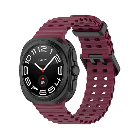 Forzacase Samsung Galaxy Watch 7 Ultra 47mm ile uyumlu Delikli Oluklu Silikon Kordon Kayış - FC863