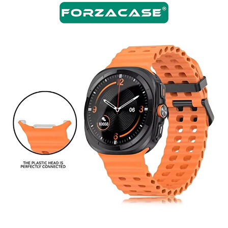 Forzacase Samsung Galaxy Watch 7 Ultra 47mm ile uyumlu Delikli Oluklu Silikon Kordon Kayış - FC863