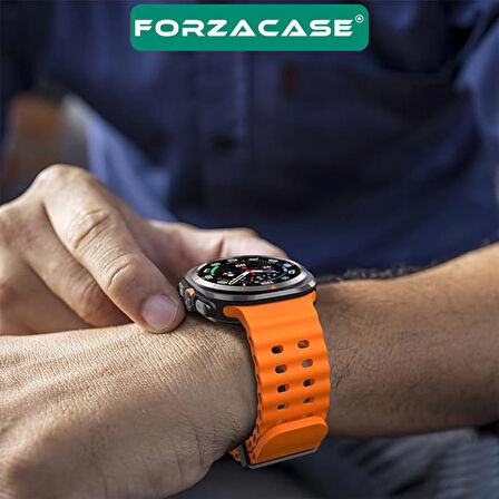Forzacase Samsung Galaxy Watch 7 Ultra 47mm ile uyumlu Delikli Oluklu Silikon Kordon Kayış - FC863