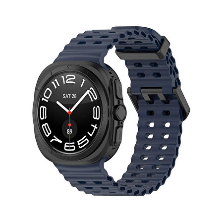Forzacase Samsung Galaxy Watch 7 Ultra 47mm ile uyumlu Delikli Oluklu Silikon Kordon Kayış - FC863