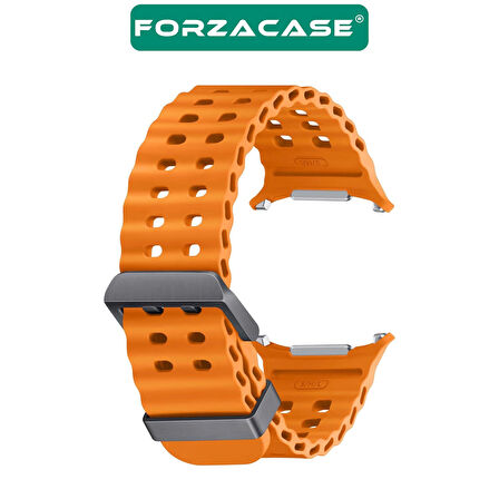 Forzacase Samsung Galaxy Watch 7 Ultra 47mm ile uyumlu Delikli Oluklu Silikon Kordon Kayış - FC863