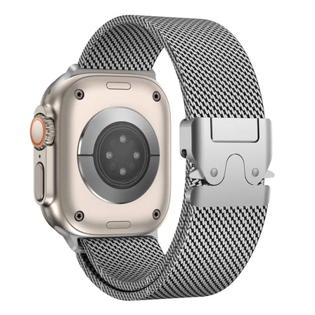 Forzacase Apple Watch SE 3 44mm ile Uyumlu Mekanizmalı Metal Hasır Kordon Kayış - FC864