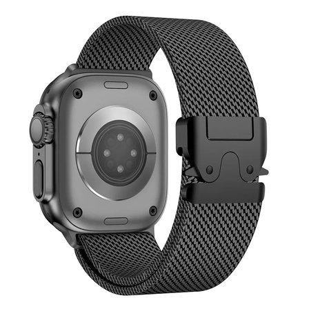 Forzacase Apple Watch SE 3 44mm ile Uyumlu Mekanizmalı Metal Hasır Kordon Kayış - FC864