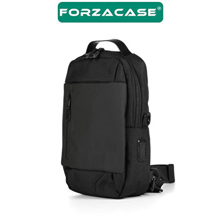 Forzacase Unisex Siyah Suya Dayanıklı Tek Omuz Askılı Göğüs ve Omuz Çantası - FC866