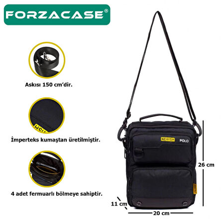 Forzacase Imperteks Kumaş Su Geçirmez El ve Omuz Çantası Çok Fonksiyonlu Unisex Çanta Lacivert FC867