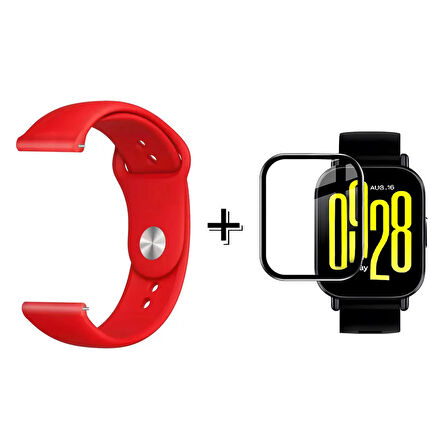 Forzacase Xiaomi Redmi Watch 5 Active ile uyumlu Silikon Kordon Kayış + Ekran Koruma Filmi - FC875