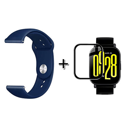 Forzacase Xiaomi Redmi Watch 5 Active ile uyumlu Silikon Kordon Kayış + Ekran Koruma Filmi - FC875