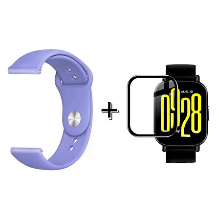 Forzacase Xiaomi Redmi Watch 5 Lite ile uyumlu Silikon Kordon Kayış + Ekran Koruma Filmi - FC875