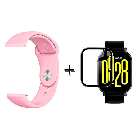 Forzacase Xiaomi Redmi Watch 5 Lite ile uyumlu Silikon Kordon Kayış + Ekran Koruma Filmi - FC875