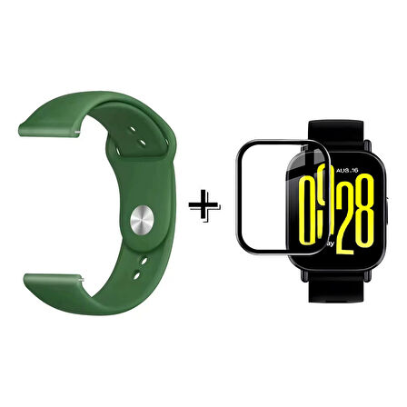 Forzacase Xiaomi Redmi Watch 5 Lite ile uyumlu Silikon Kordon Kayış + Ekran Koruma Filmi - FC875