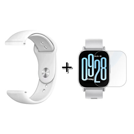 Forzacase Xiaomi Redmi Watch 5 Lite ile uyumlu Silikon Kordon Kayış + Kırılmaz Cam Koruma - FC875