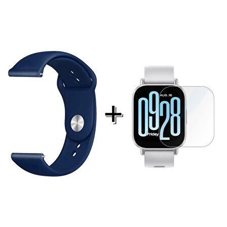 Forzacase Xiaomi Redmi Watch 5 Lite ile uyumlu Silikon Kordon Kayış + Kırılmaz Cam Koruma - FC875