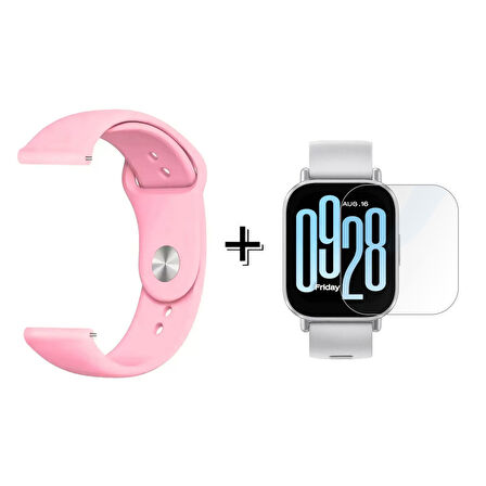 Forzacase Xiaomi Redmi Watch 5 Lite ile uyumlu Silikon Kordon Kayış + Kırılmaz Cam Koruma - FC875