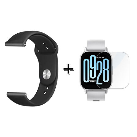 Forzacase Xiaomi Redmi Watch 5 Lite ile uyumlu Silikon Kordon Kayış + Kırılmaz Cam Koruma - FC875