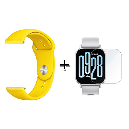 Forzacase Xiaomi Redmi Watch 5 Lite ile uyumlu Silikon Kordon Kayış + Kırılmaz Cam Koruma - FC875