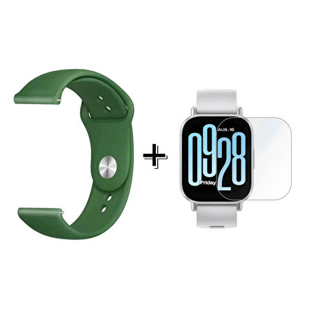 Forzacase Xiaomi Redmi Watch 5 Lite ile uyumlu Silikon Kordon Kayış + Kırılmaz Cam Koruma - FC875