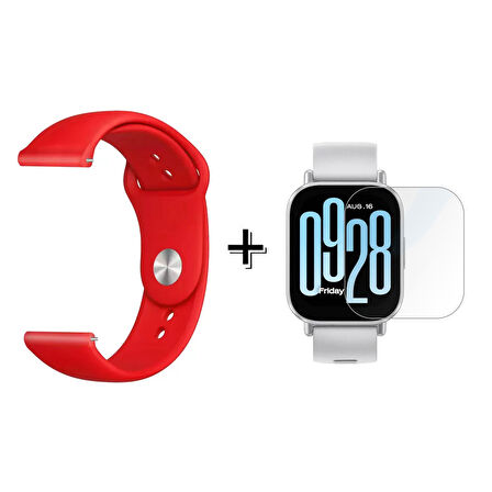 Forzacase Xiaomi Redmi Watch 5 Active ile uyumlu Silikon Kordon Kayış + Kırılmaz Cam Koruma - FC875