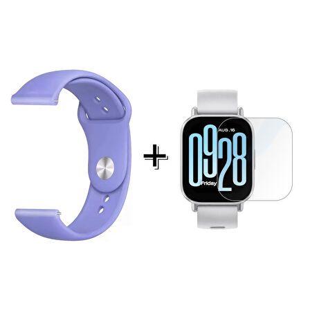 Forzacase Xiaomi Redmi Watch 5 Active ile uyumlu Silikon Kordon Kayış + Kırılmaz Cam Koruma - FC875