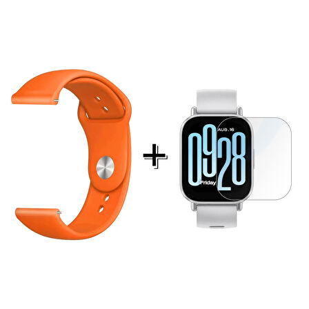 Forzacase Xiaomi Redmi Watch 5 Active ile uyumlu Silikon Kordon Kayış + Kırılmaz Cam Koruma - FC875