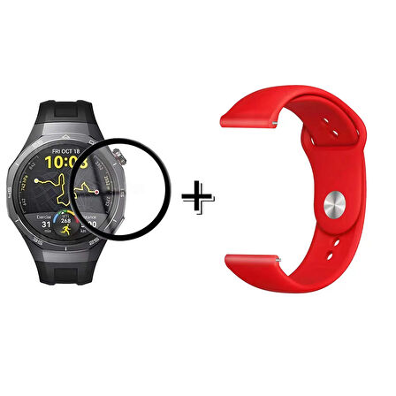 Forzacase Huawei Watch GT5 Pro 46mm ile uyumlu Silikon Kordon Kayış + Ekran Koruma Filmi - FC875
