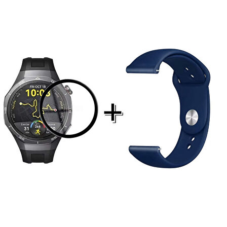 Forzacase Huawei Watch GT5 Pro 46mm ile uyumlu Silikon Kordon Kayış + Ekran Koruma Filmi - FC875