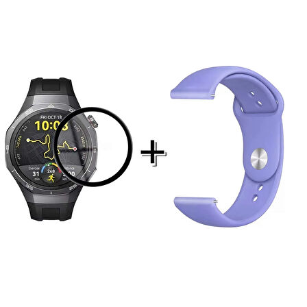 Forzacase Huawei Watch GT5 Pro 46mm ile uyumlu Silikon Kordon Kayış + Ekran Koruma Filmi - FC875