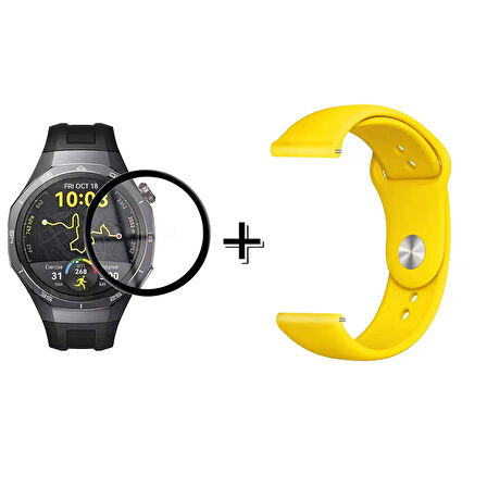 Forzacase Huawei Watch GT5 Pro 46mm ile uyumlu Silikon Kordon Kayış + Ekran Koruma Filmi - FC875