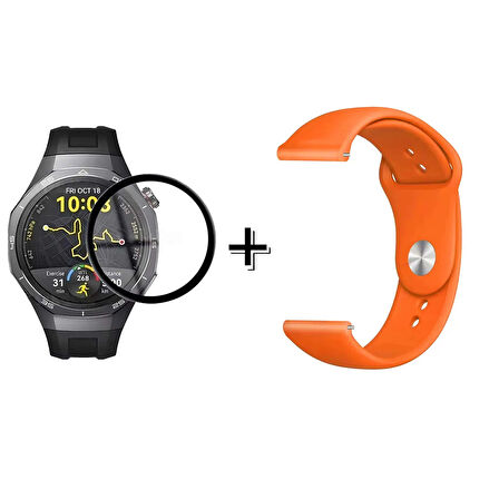 Forzacase Huawei Watch GT5 Pro 46mm ile uyumlu Silikon Kordon Kayış + Ekran Koruma Filmi - FC875