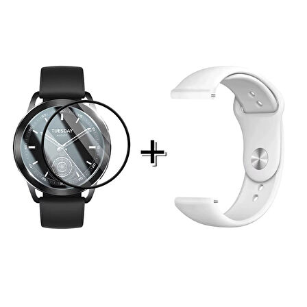 Forzacase Xiaomi Watch S3 ile uyumlu Silikon Kordon Kayış + Ekran Koruma Filmi - FC875