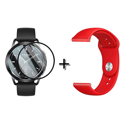 Forzacase Xiaomi Watch S3 ile uyumlu Silikon Kordon Kayış + Ekran Koruma Filmi - FC875
