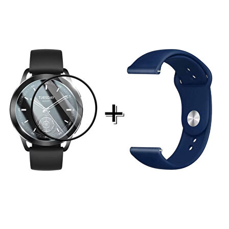 Forzacase Xiaomi Watch S3 ile uyumlu Silikon Kordon Kayış + Ekran Koruma Filmi - FC875
