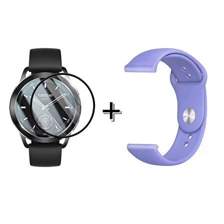 Forzacase Xiaomi Watch S3 ile uyumlu Silikon Kordon Kayış + Ekran Koruma Filmi - FC875