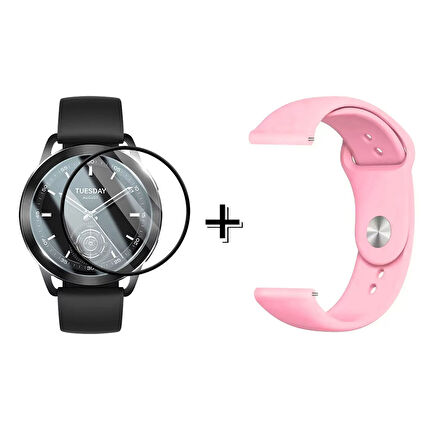 Forzacase Xiaomi Watch S3 ile uyumlu Silikon Kordon Kayış + Ekran Koruma Filmi - FC875