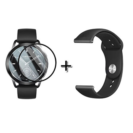 Forzacase Xiaomi Watch S3 ile uyumlu Silikon Kordon Kayış + Ekran Koruma Filmi - FC875