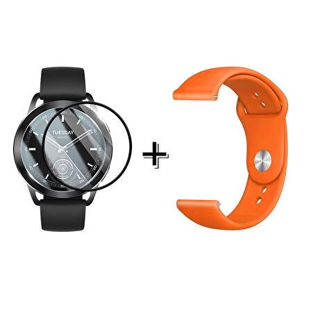 Forzacase Xiaomi Watch S3 ile uyumlu Silikon Kordon Kayış + Ekran Koruma Filmi - FC875
