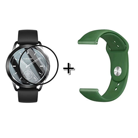 Forzacase Xiaomi Watch S3 ile uyumlu Silikon Kordon Kayış + Ekran Koruma Filmi - FC875