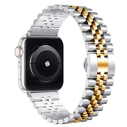 Forzacase Apple Watch Ultra 3 49mm ile Uyumlu Rolex Tasarım Metal Kordon Kayış - FC878