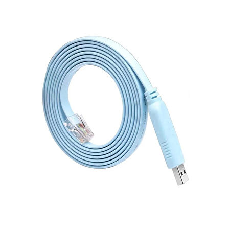 Forzacase 1.8mt USB 2.0 Cisco Seri Yönlendirici USB’den RJ45’e Çeviren Konsol Kablosu Mavi - FC883