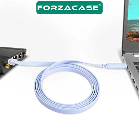 Forzacase 1.8mt USB 2.0 Cisco Seri Yönlendirici USB’den RJ45’e Çeviren Konsol Kablosu Mavi - FC883