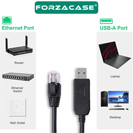 Forzacase USB Bağlantılı Ethernet Kablosu USB 2.0 RJ45 İnternet Ethernet Kablosu 1.5 metre - FC885