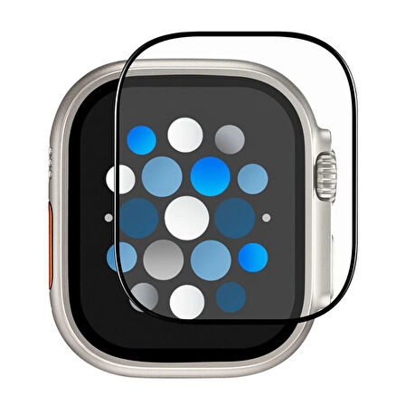 Forzacase Apple Watch Ultra 49mm ile uyumlu Tam Kaplayan Temperli Cam Ekran Koruyucu - FC887
