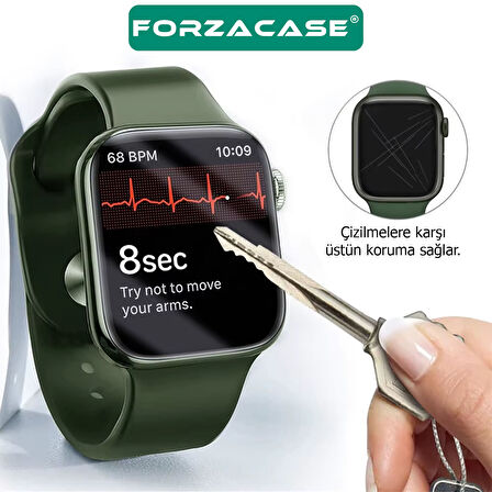 Forzacase Apple Watch Ultra 49mm ile uyumlu Tam Kaplayan Temperli Cam Ekran Koruyucu - FC887