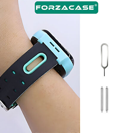 Forzacase 15mm Akıllı Çocuk Saatleri ile uyumlu Çift Renk Şık Silikon Kordon Kayış - FC888