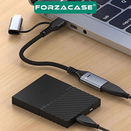 Forzacase 2in1 Multi Giriş Type-C ve Lightning Girişli USB 3.0 OTG Adaptörü - FC899