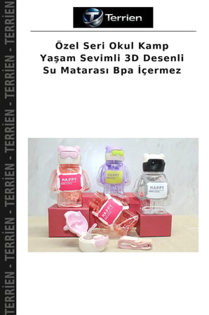 Özel Seri Okul Kamp Yaşam Sevimli 3D Desenli Su Matarası Bpa İçermez