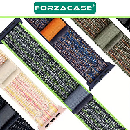 Forzacase Apple Watch 10 46mm ile uyumlu Hasır Örgü Cırtlı Kordon Kayış - FC909